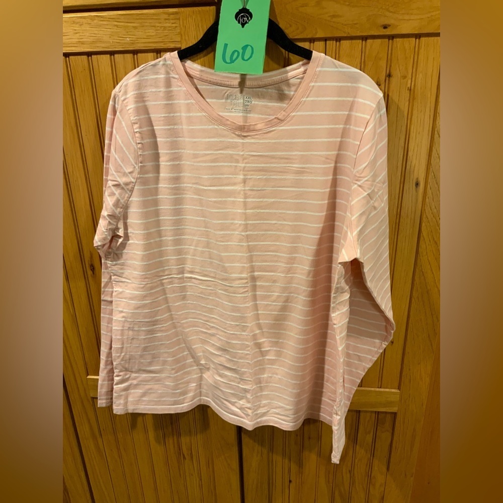 Time and Tru Pink Striped Women's Top - Picture 1 of 3